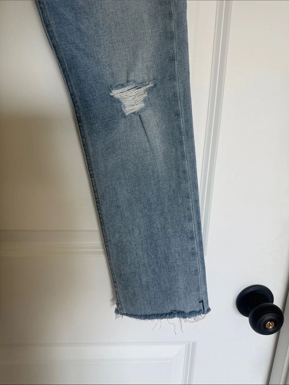 rag & bone Light Blue Distressed Straight-Leg Jeans